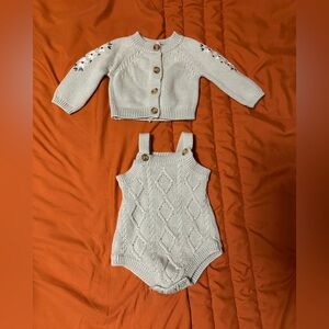 Baby Knit Cardigan and Romper Set